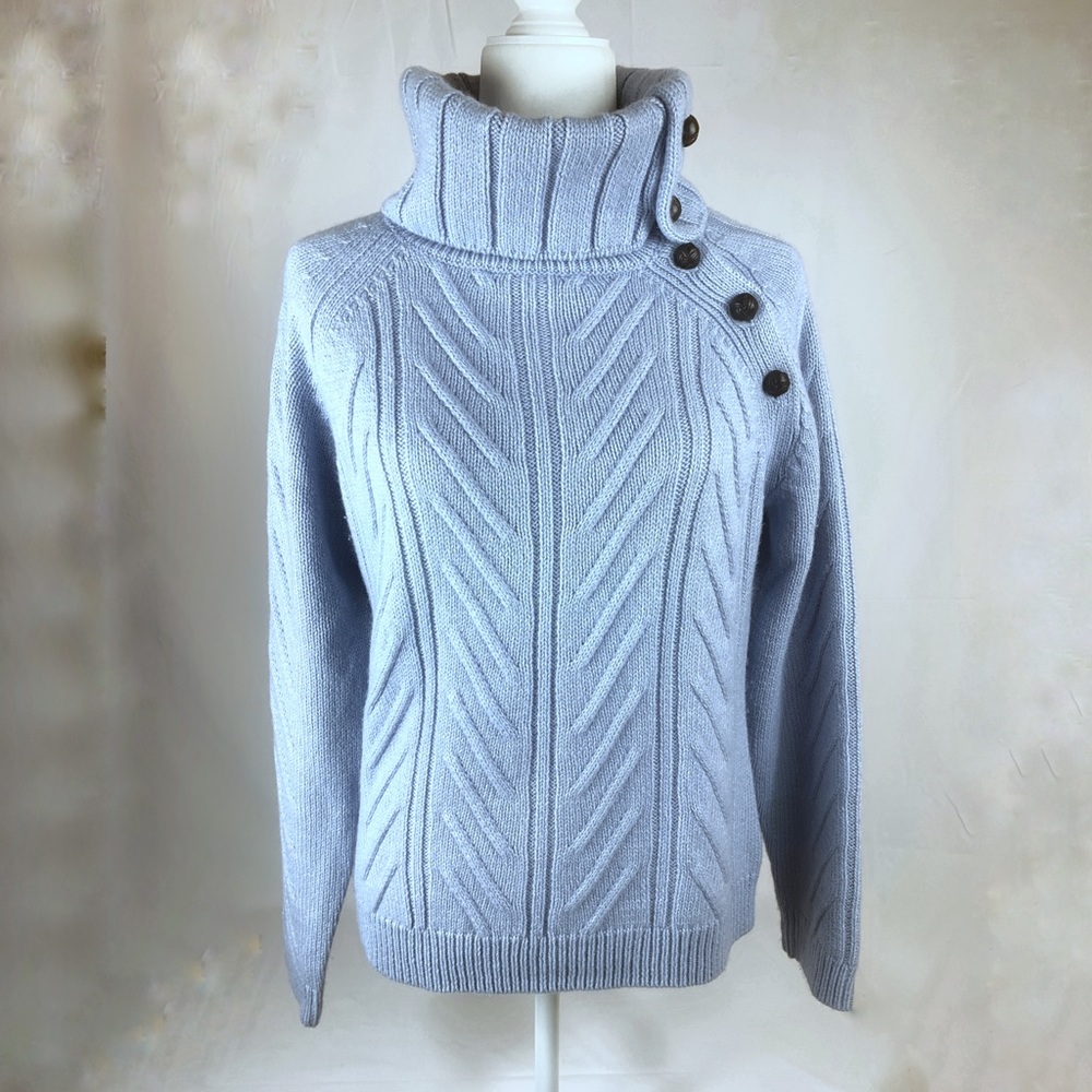 Faconnable Blue Wool/Alpaca Turtleneck Sweater